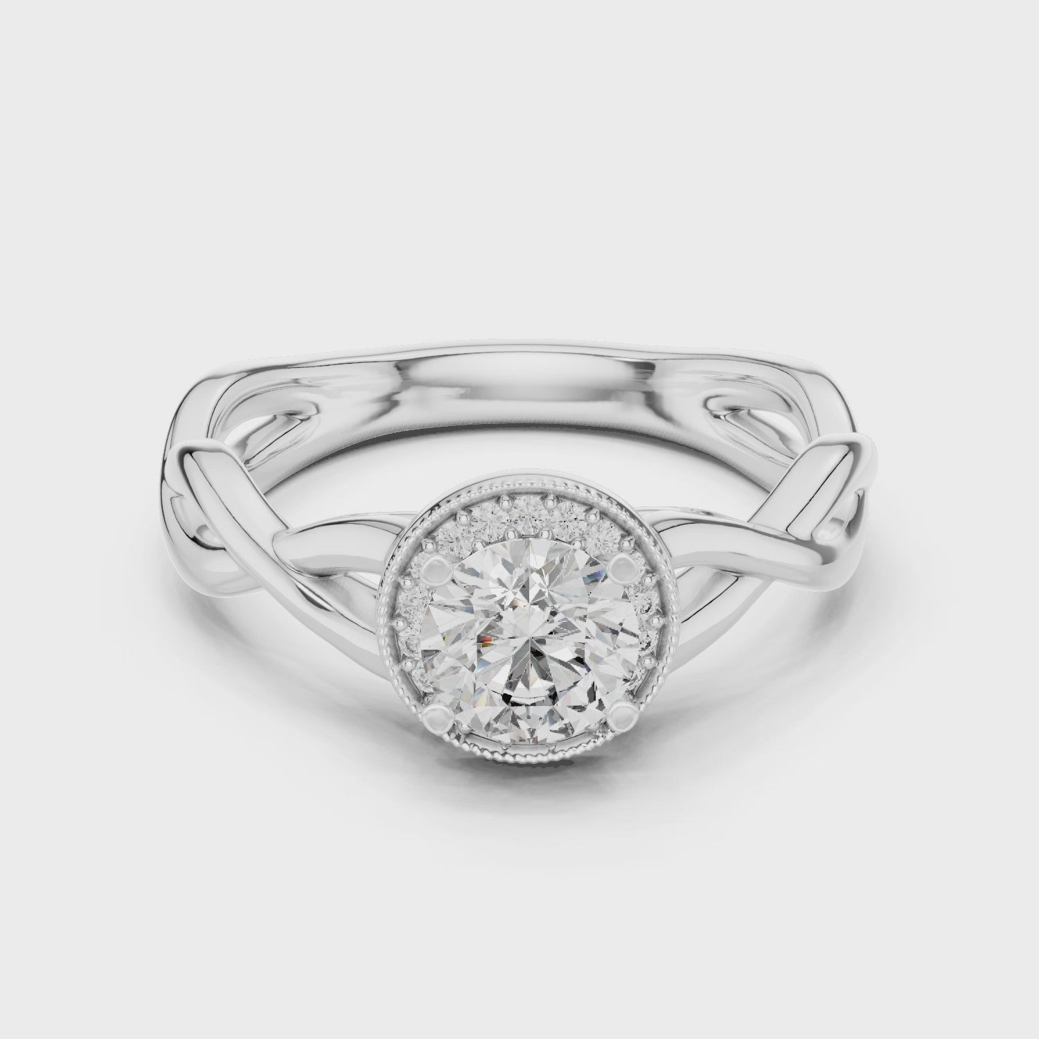 White gold 360 degree view infinity halo moissanite ring Mozow X