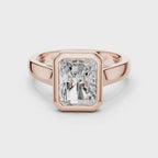 Complete 360 view of rose gold radiant cut men’s luxury ring with bold masculine shape