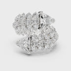white gold designer cluster ring 360 rotation modern shine