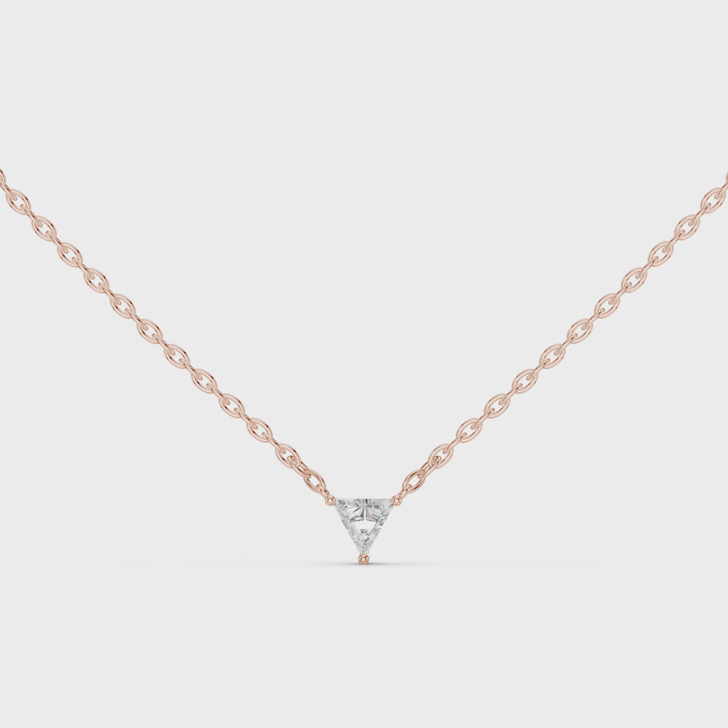 Full rotation trillion cut pendant necklace