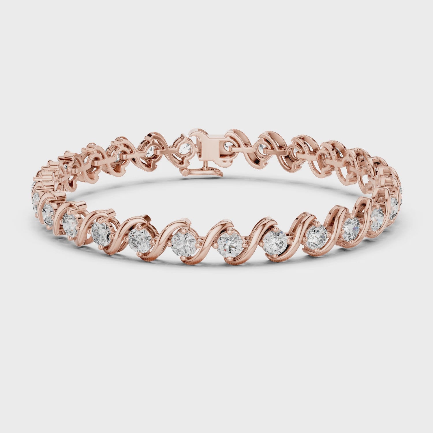 Rose gold 6.45 ct moissanite tennis bracelet full rotation video