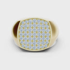 yellow gold mens diamond signet ring 360 spin full sparkle view
