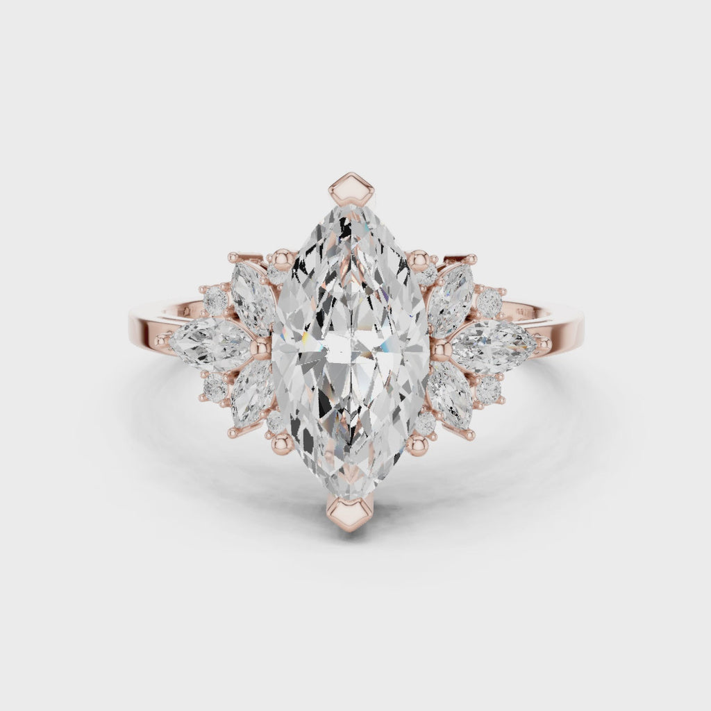 Marquise Solitaire Cluster Ring