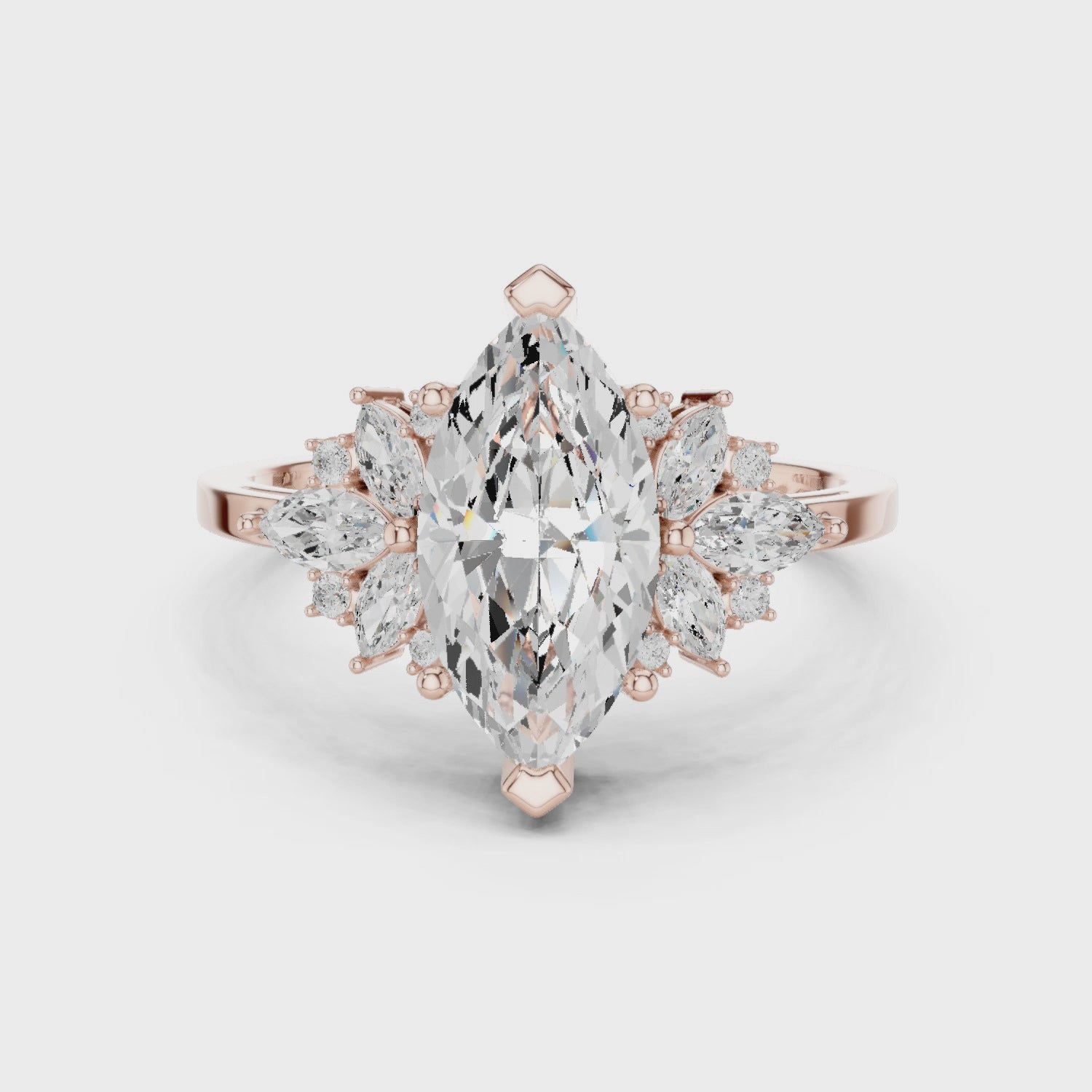 Marquise Solitaire Cluster Ring