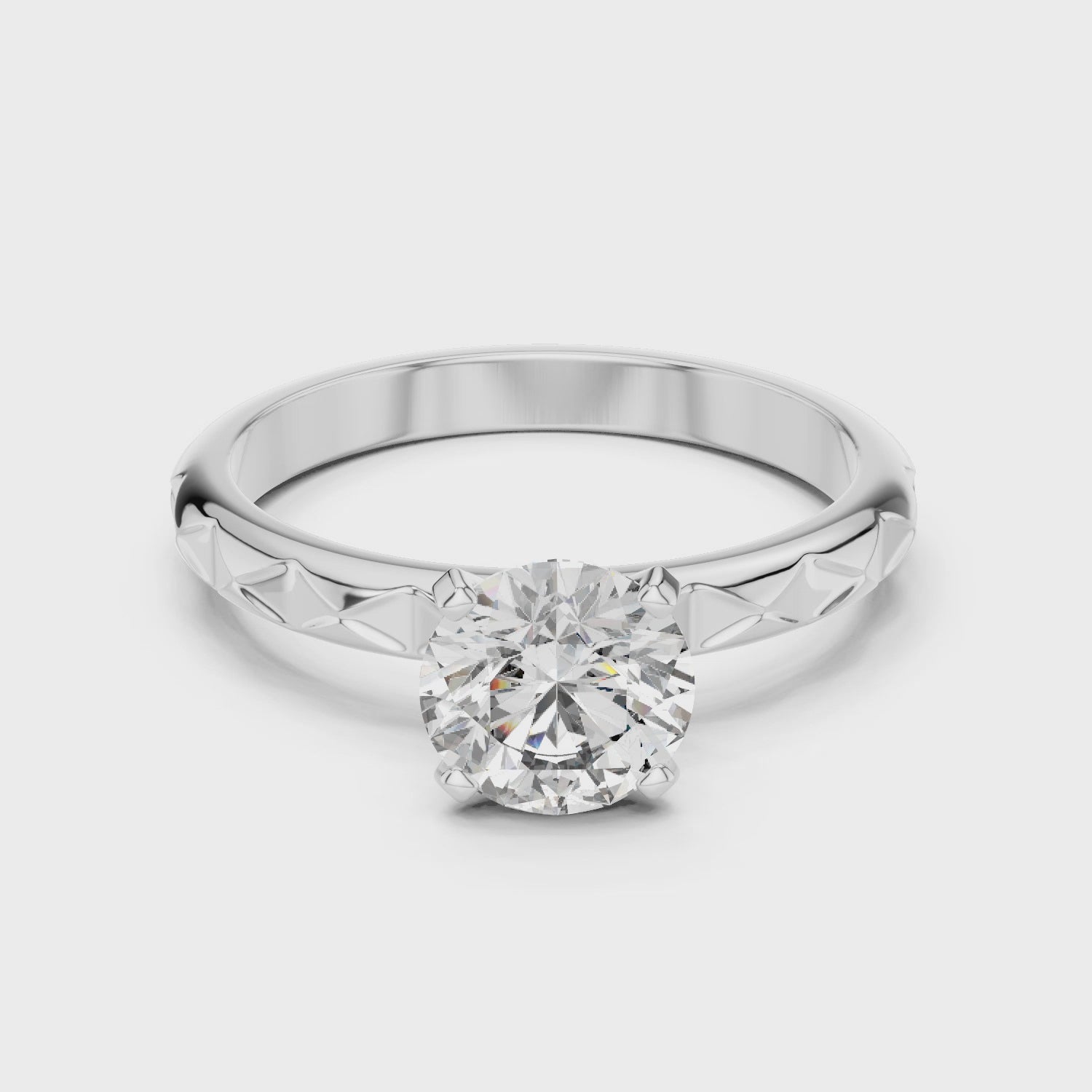 Round Solitaire Textured Designer Band