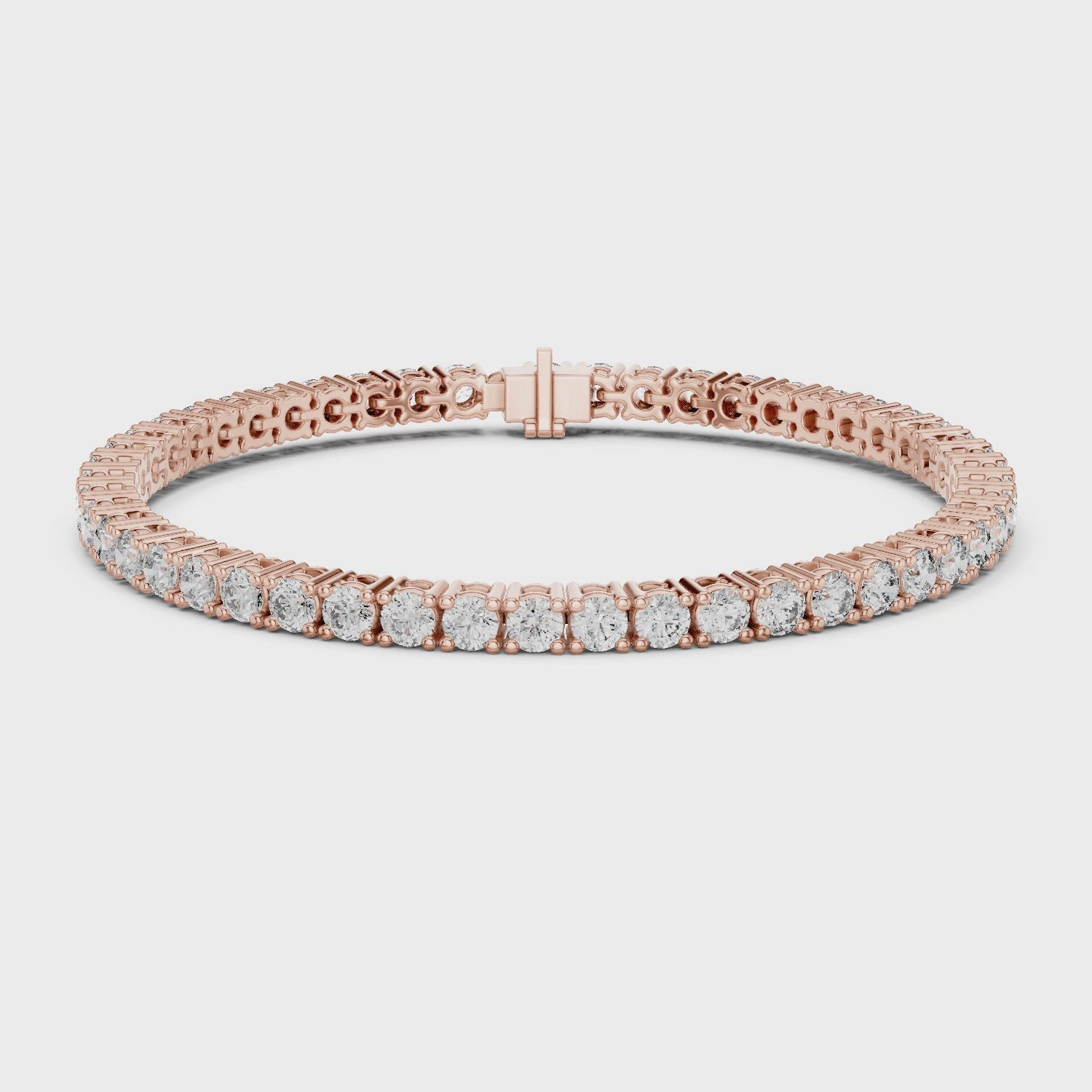 Rose Gold Full Rotation Video of 7 Inch Moissanite Tennis Bracelet