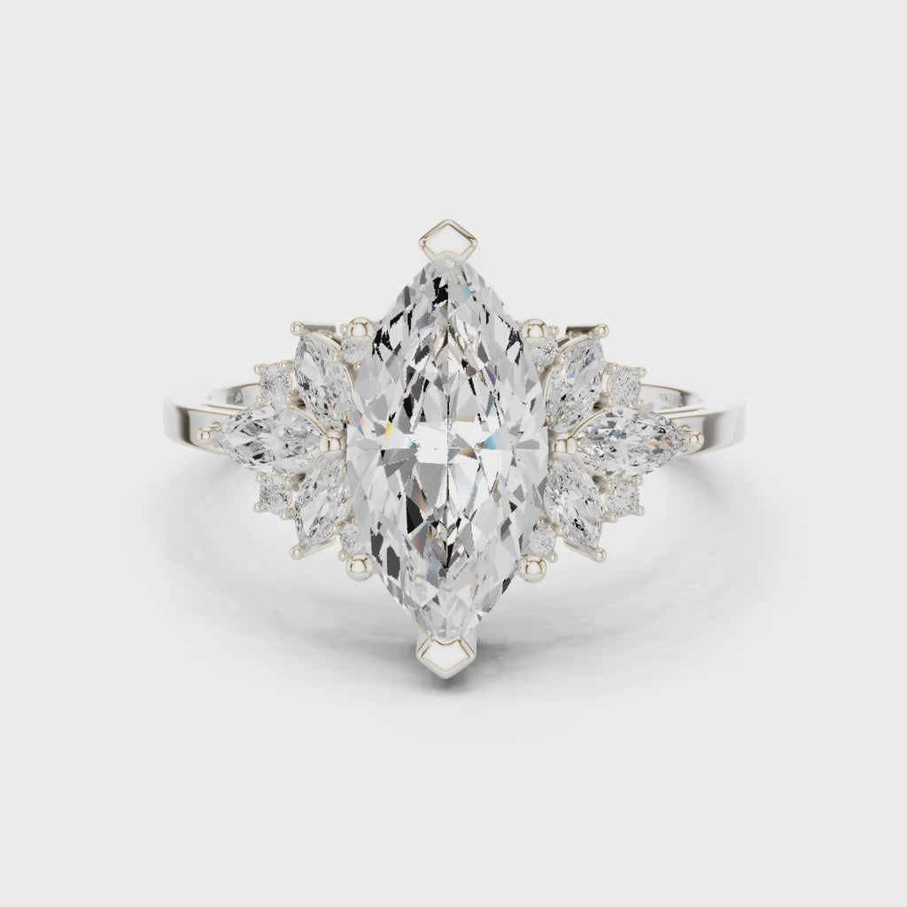 Marquise Solitaire Cluster Ring