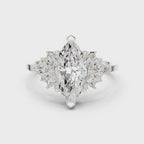 Marquise Solitaire Cluster Ring