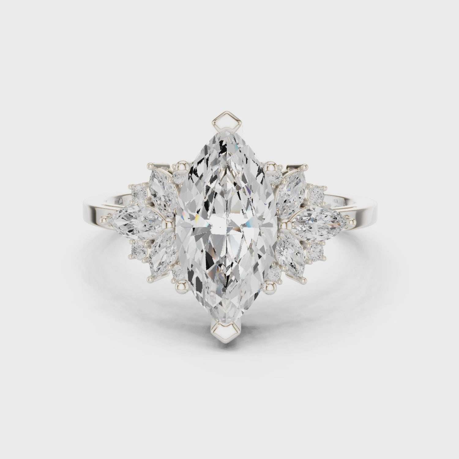Marquise Solitaire Cluster Ring