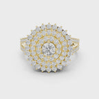 yellow gold halo moissanite ring 360 spin full brilliance