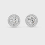White gold stud earrings 360 degree rotating premium design view