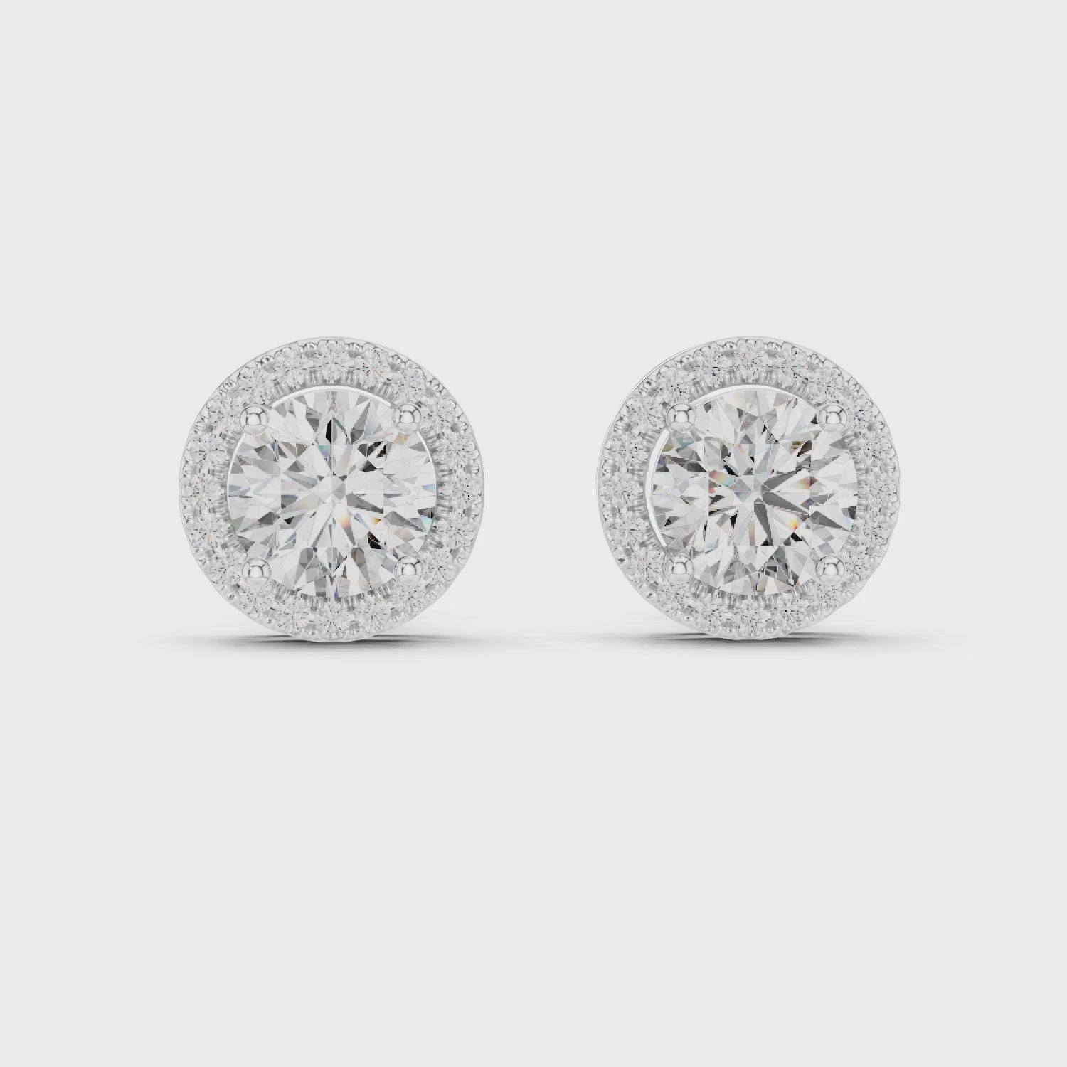 White gold stud earrings 360 degree rotating premium design view