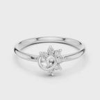 360 degree video of floral knot diamond ring in white gold