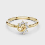 360 degree video of floral knot diamond ring in yellow gold