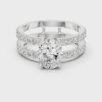 white gold oval moissanite ring 360 rotation modern shine