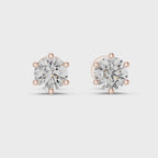 360 degree rose gold round moissanite stud earrings Mozow X