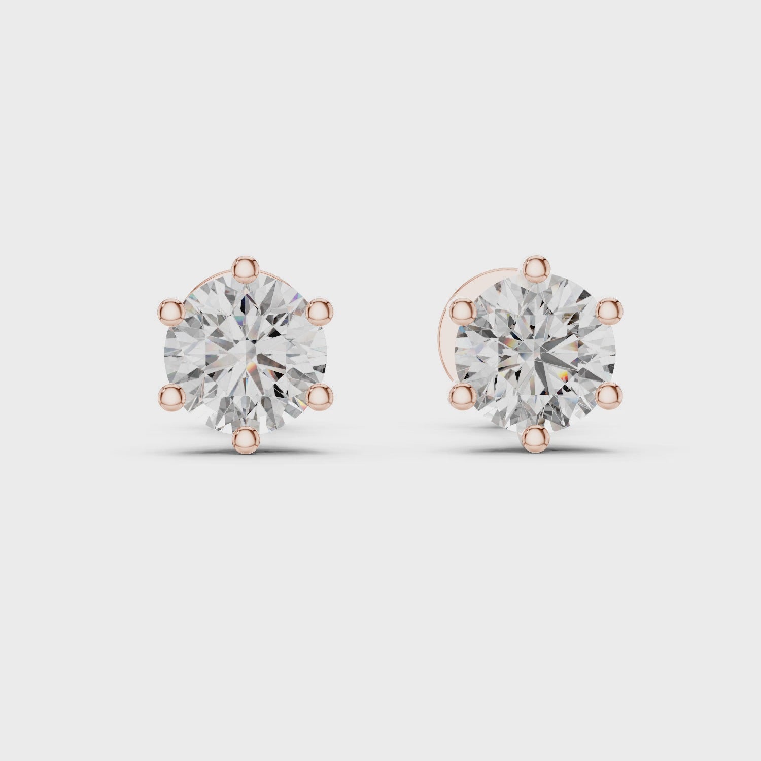 360 degree rose gold round moissanite stud earrings Mozow X