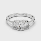 White gold three stone oval engagement ring 360 rotating view
