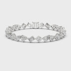 White gold bracelet side profile showcasing multi shape stone arrangement