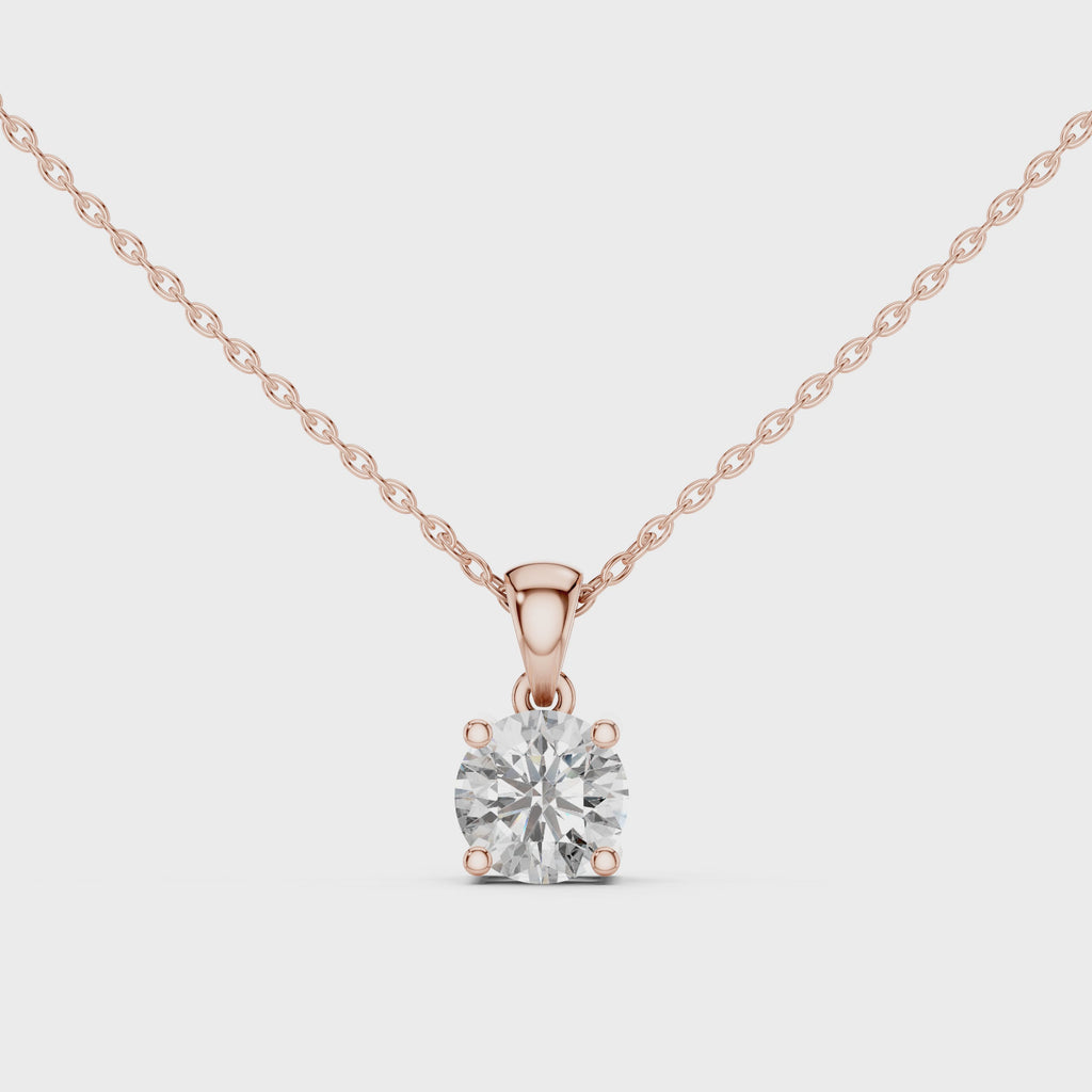 rose gold solitaire pendant front sparkle view
