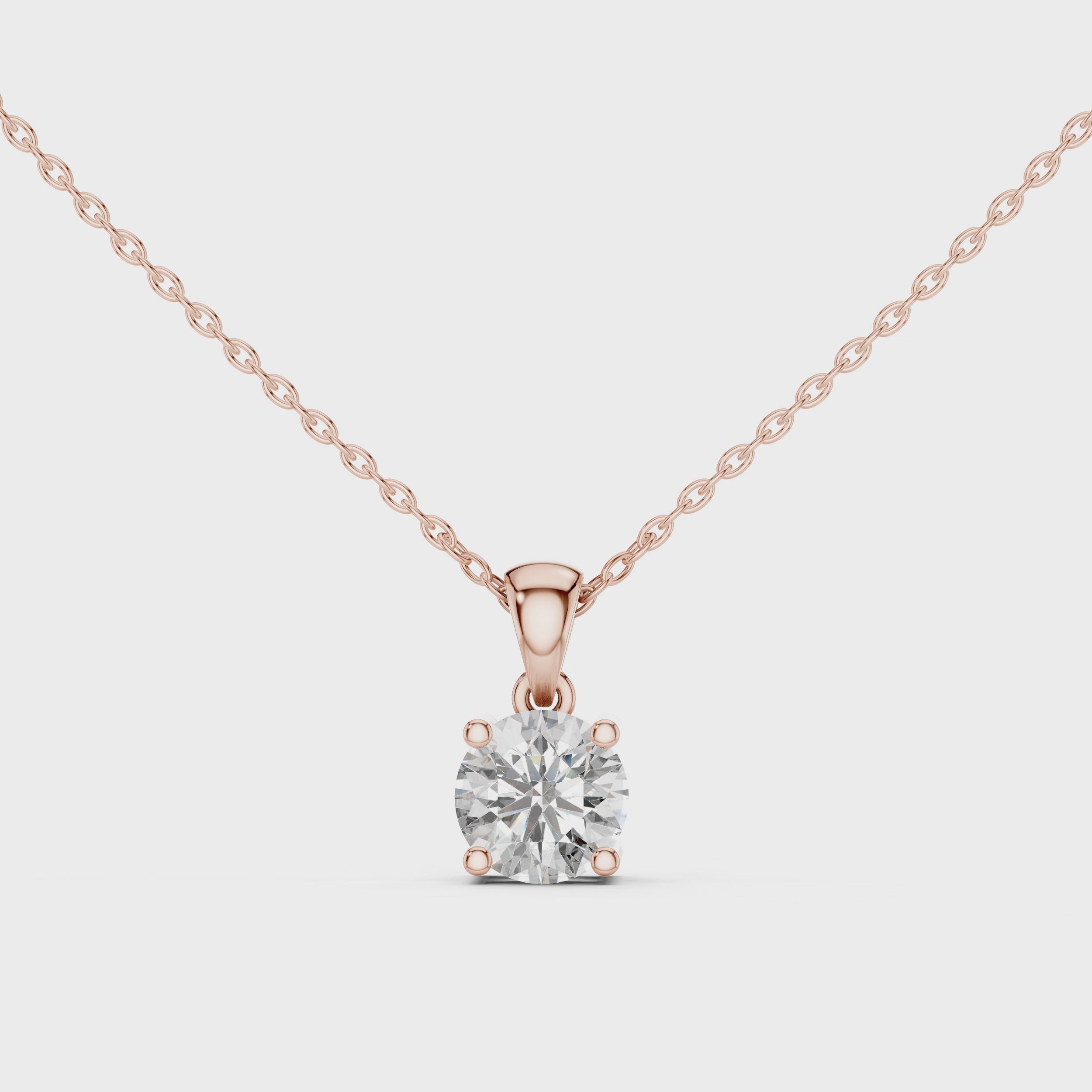 rose gold solitaire pendant front sparkle view