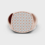 rose gold mens diamond signet ring 360 rotation full design view