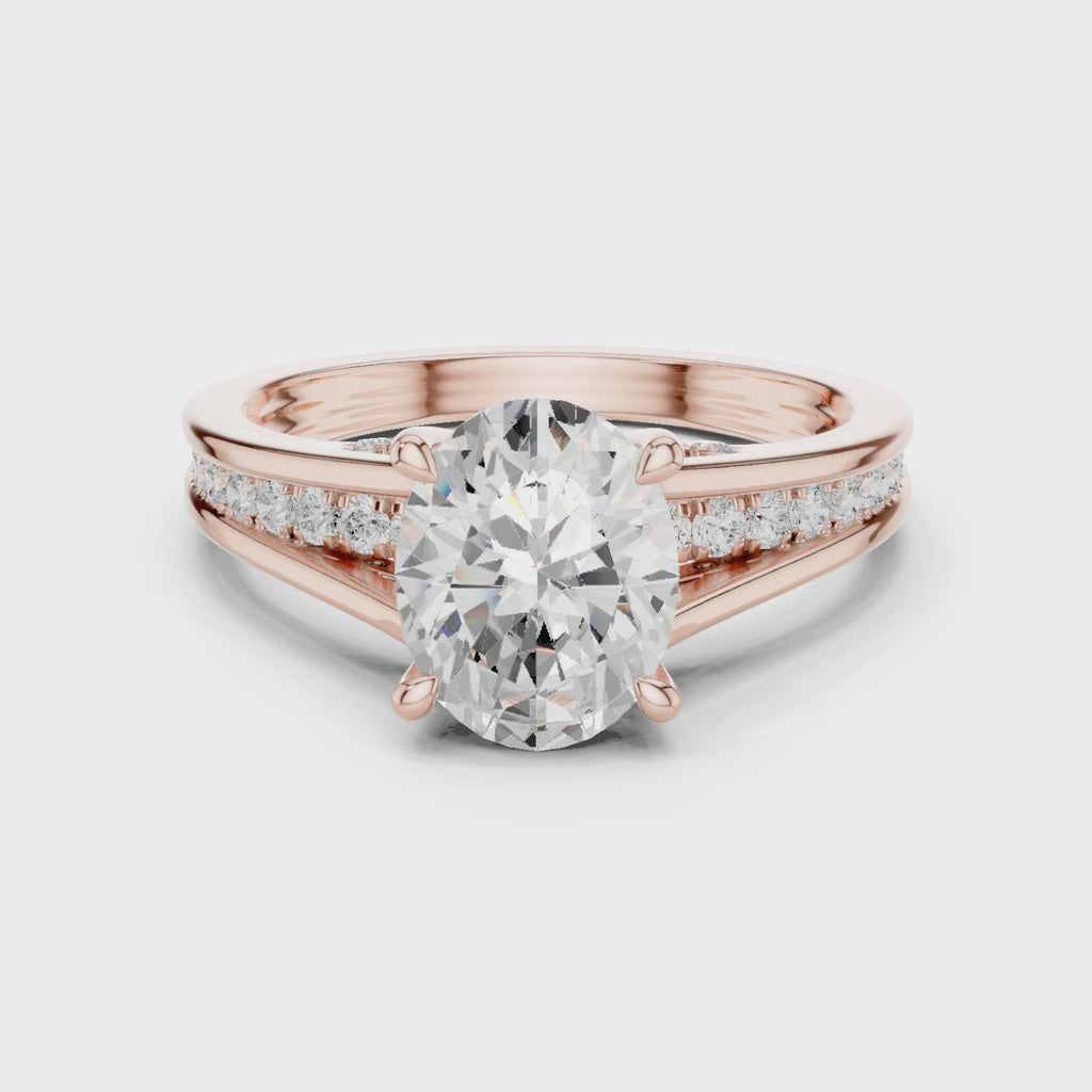 Rose gold pavé split band ring 360 product video