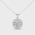 White gold solitaire halo pendant full rotation video
