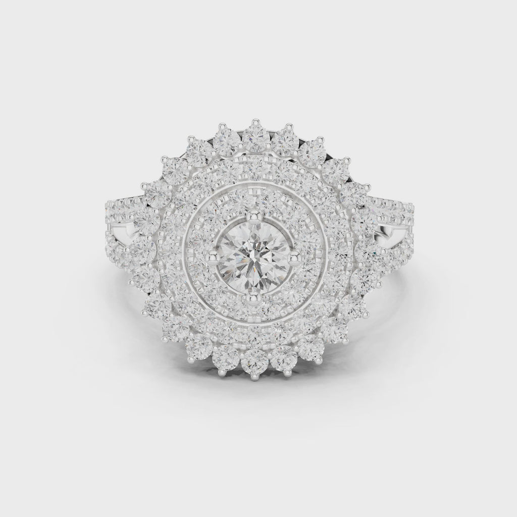 white gold cluster ring full spin showcasing detailing