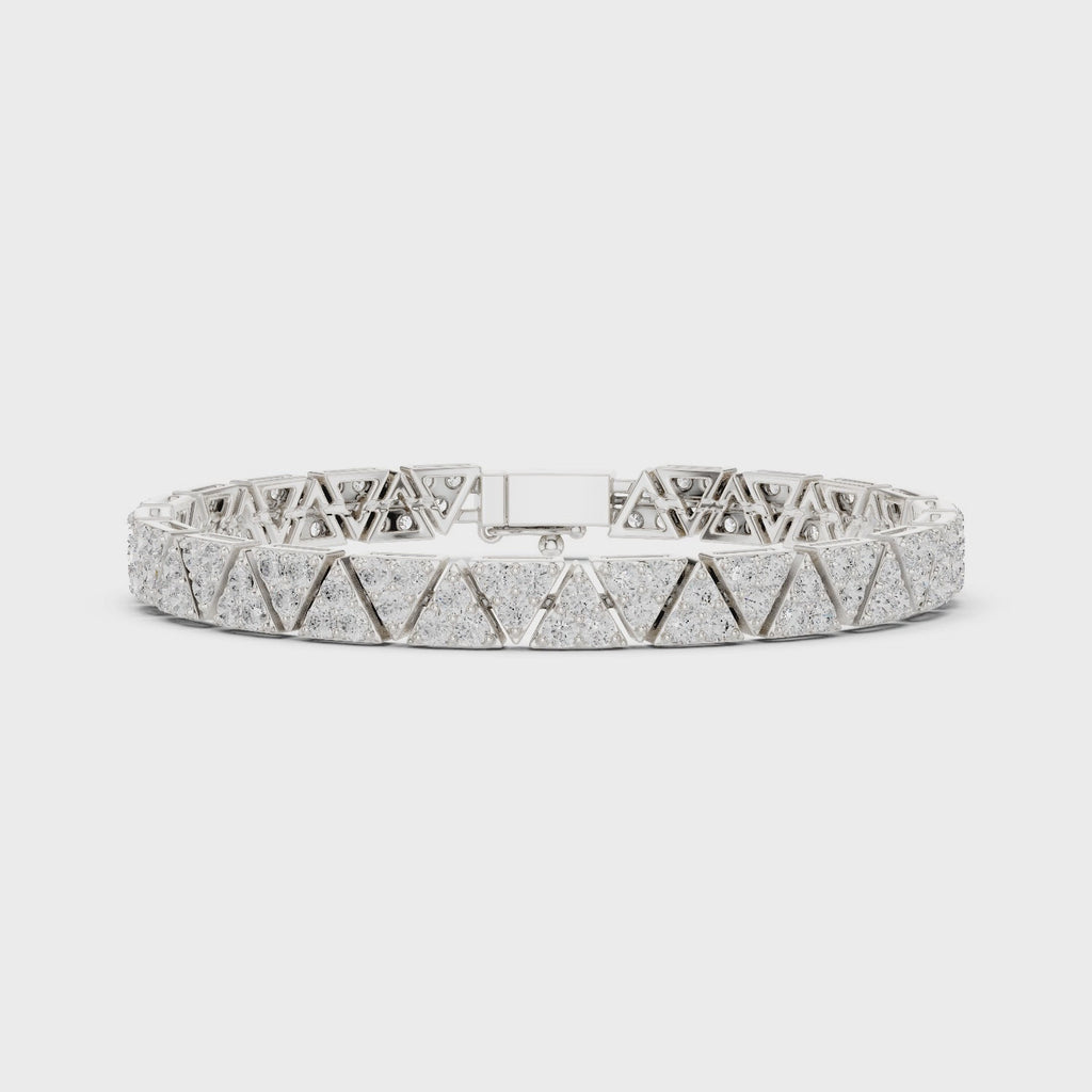 360 rotation triangle moissanite bracelet full view