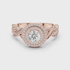 Rose gold infinity halo diamond ring rotating 360 showcase
